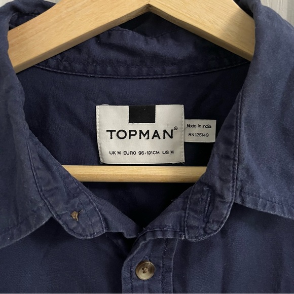 TOPMAN - Blue Button-Up Shirt Size M - Picture 2 of 3